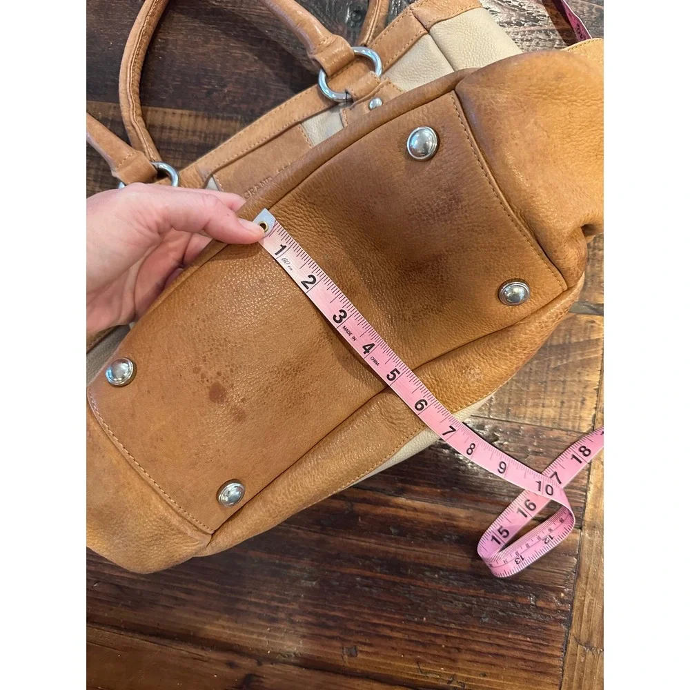 Grand Prix Originals Tan Cream Leather‎ Tote Bag Shoulder Purse Equestrian Style